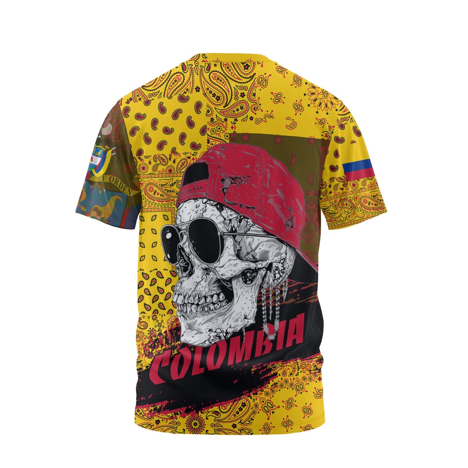 Colombia T Shirt Paisley Flag And Skull Style 2