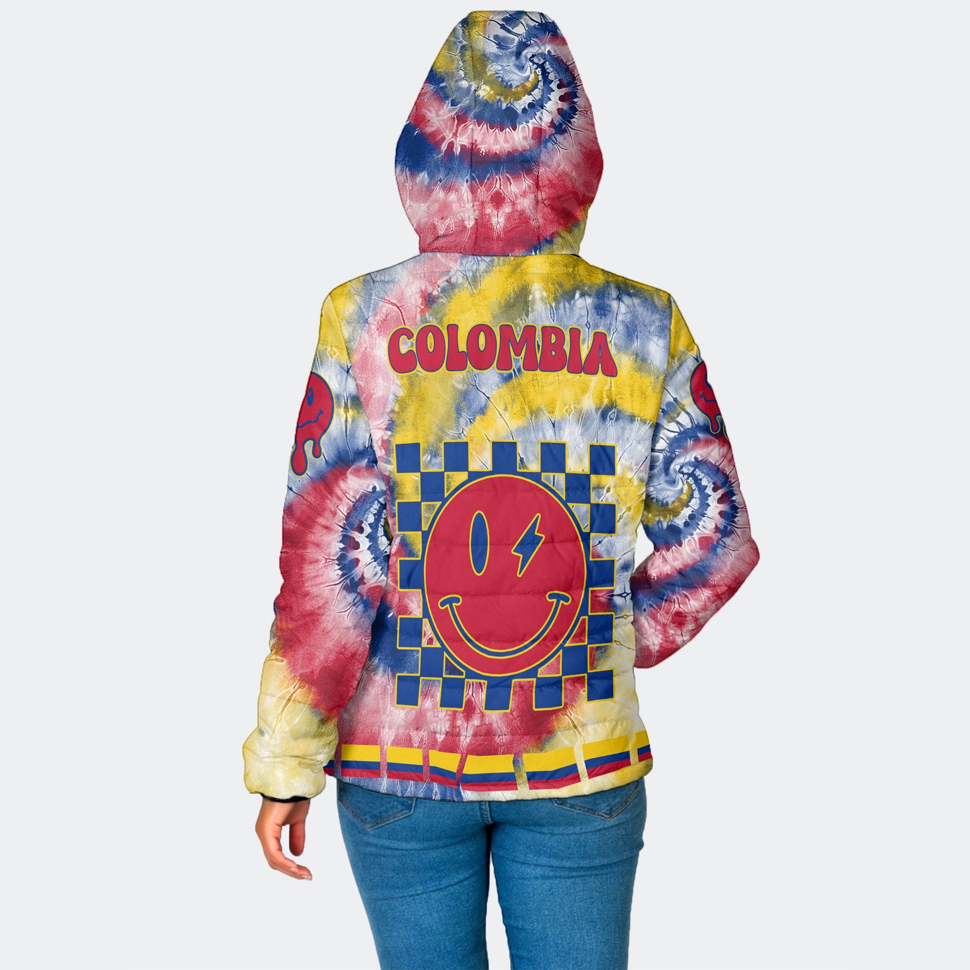 Colombia Women Hooded Padded Jacket Custom Tie Dye Style 2