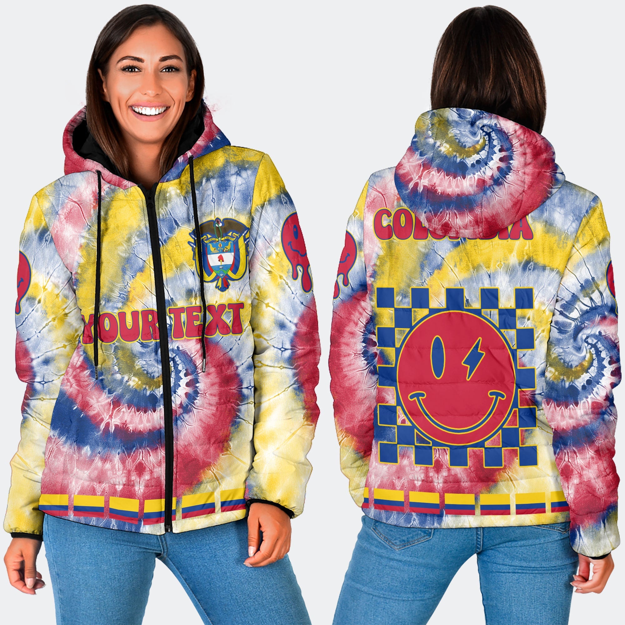 Colombia Women Hooded Padded Jacket Custom Tie Dye Style 3