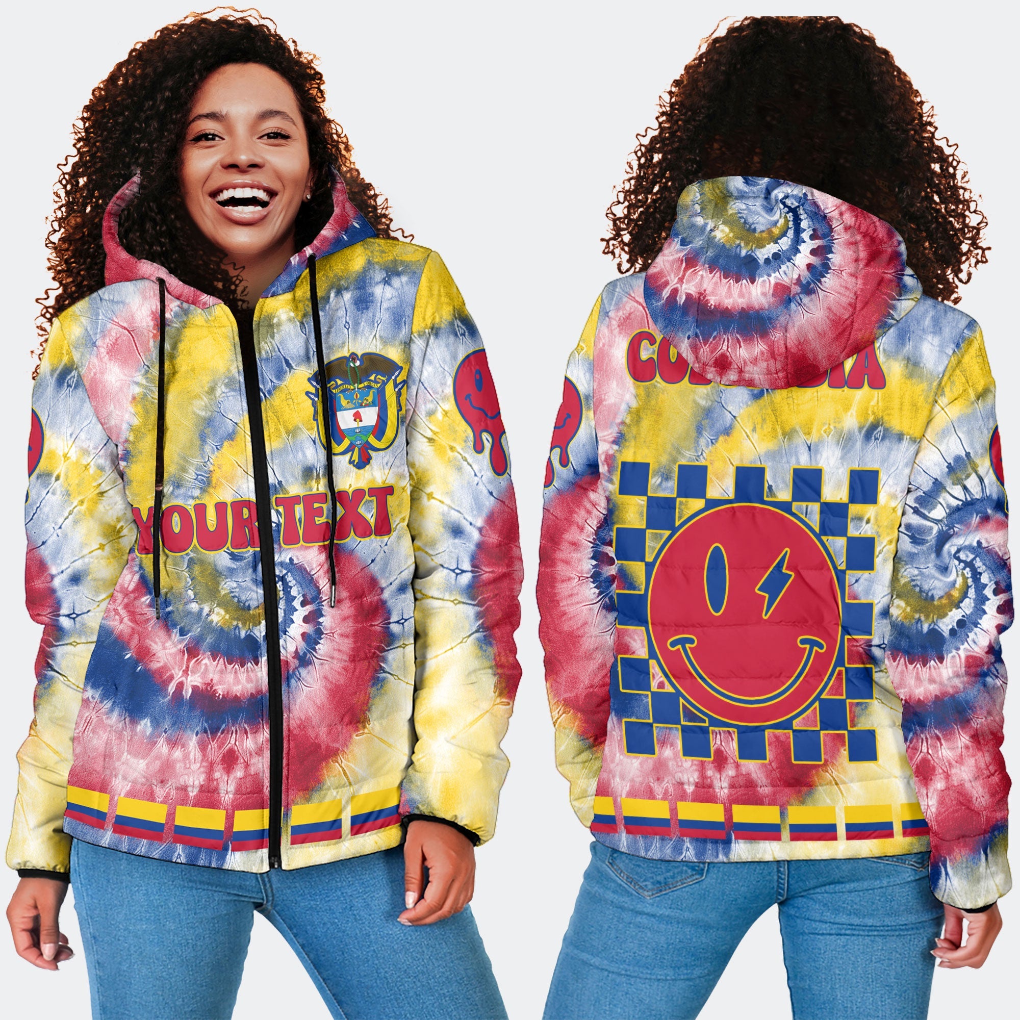 Colombia Women Hooded Padded Jacket Custom Tie Dye Style 4