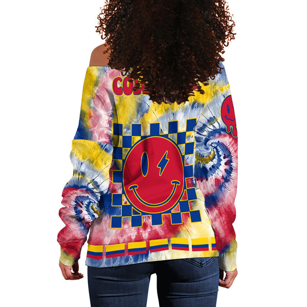 Colombia Women Off Shoulder Sweatshirt Custom Tie Dye Style 1