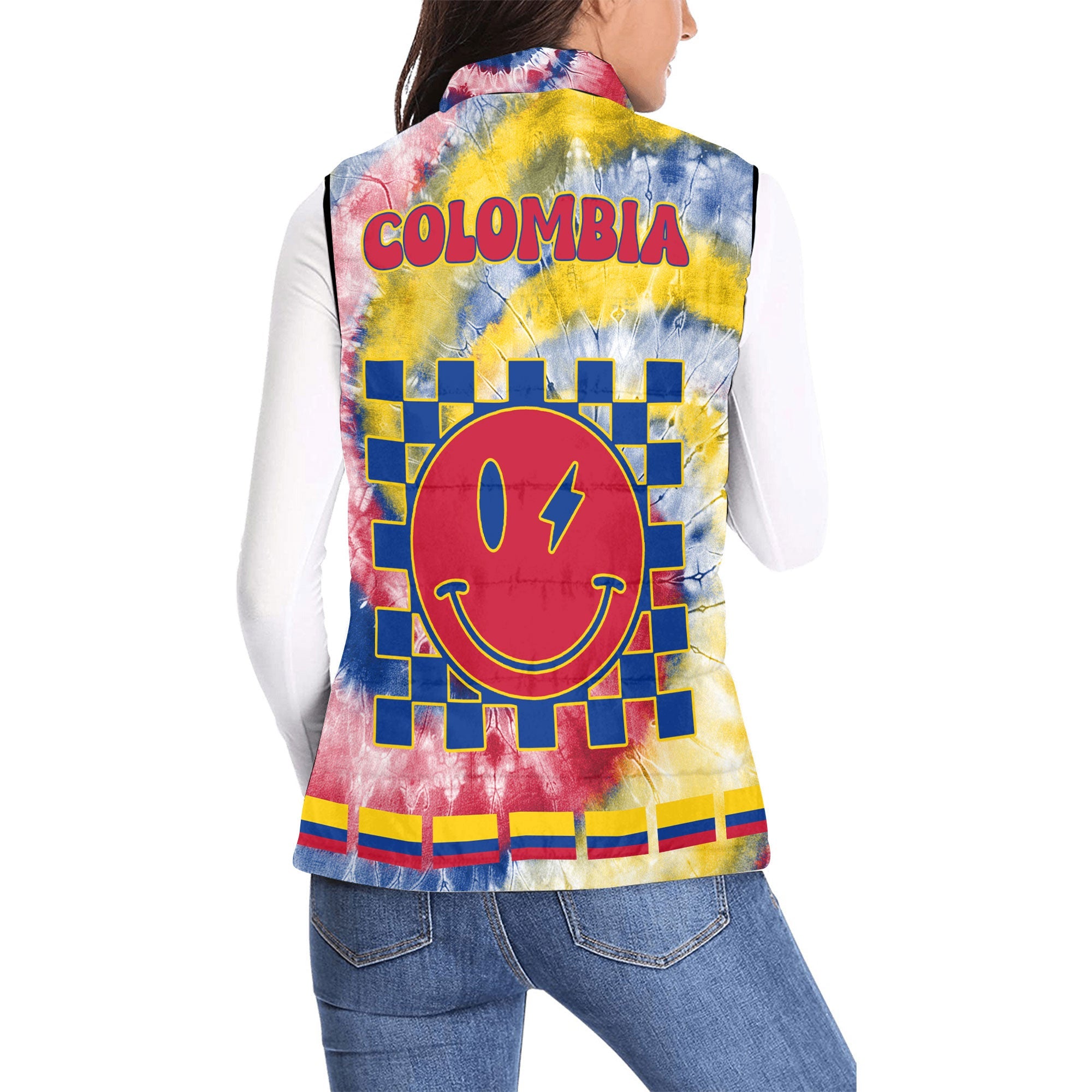 Colombia Women Padded Jacket Vest Custom Tie Dye Style 2