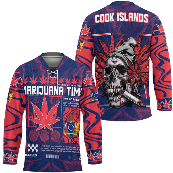 Cook Islands Hockey Jersey Flag & Coat Of Arms Marijuanas Style