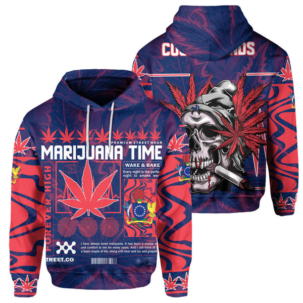 Cook Islands Hoodie Flag & Coat Of Arms Marijuanas Style