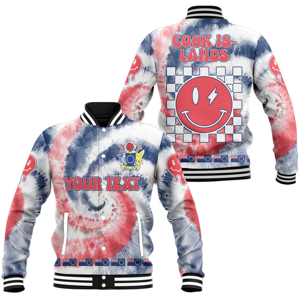 Cook Islands Baseball Jacket Custom Tie Dye Style 1