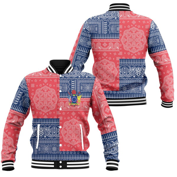 Cook Islands Baseball Jacket Flag And Paisley Basic Style 1