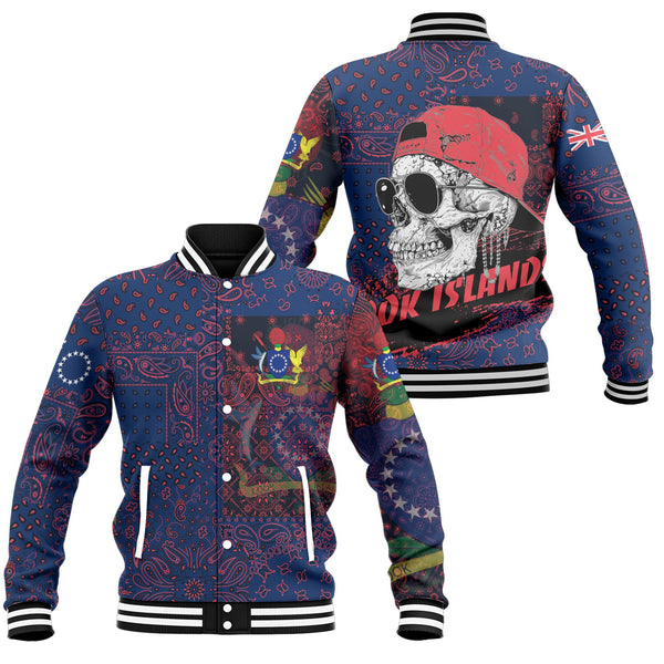 Cook Islands Baseball Jacket Paisley Flag And Skull Style 1