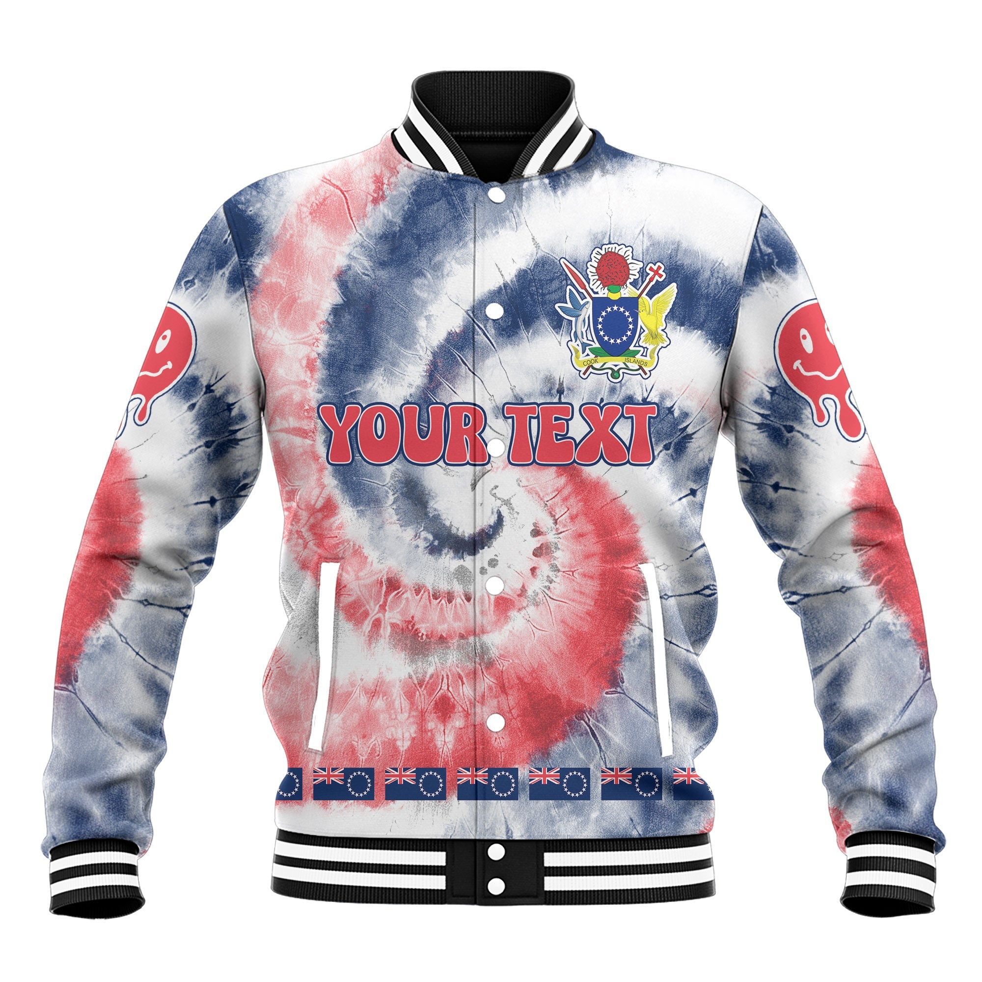 Cook Islands Baseball Jacket Custom Tie Dye Style 2