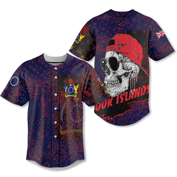 Cook Islands Baseball Jersey Paisley Flag And Skull Style 1