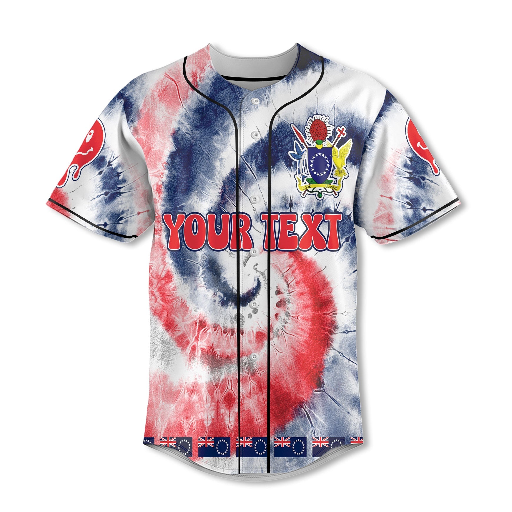 Cook Islands Baseball Jersey Custom Tie Dye Style 2