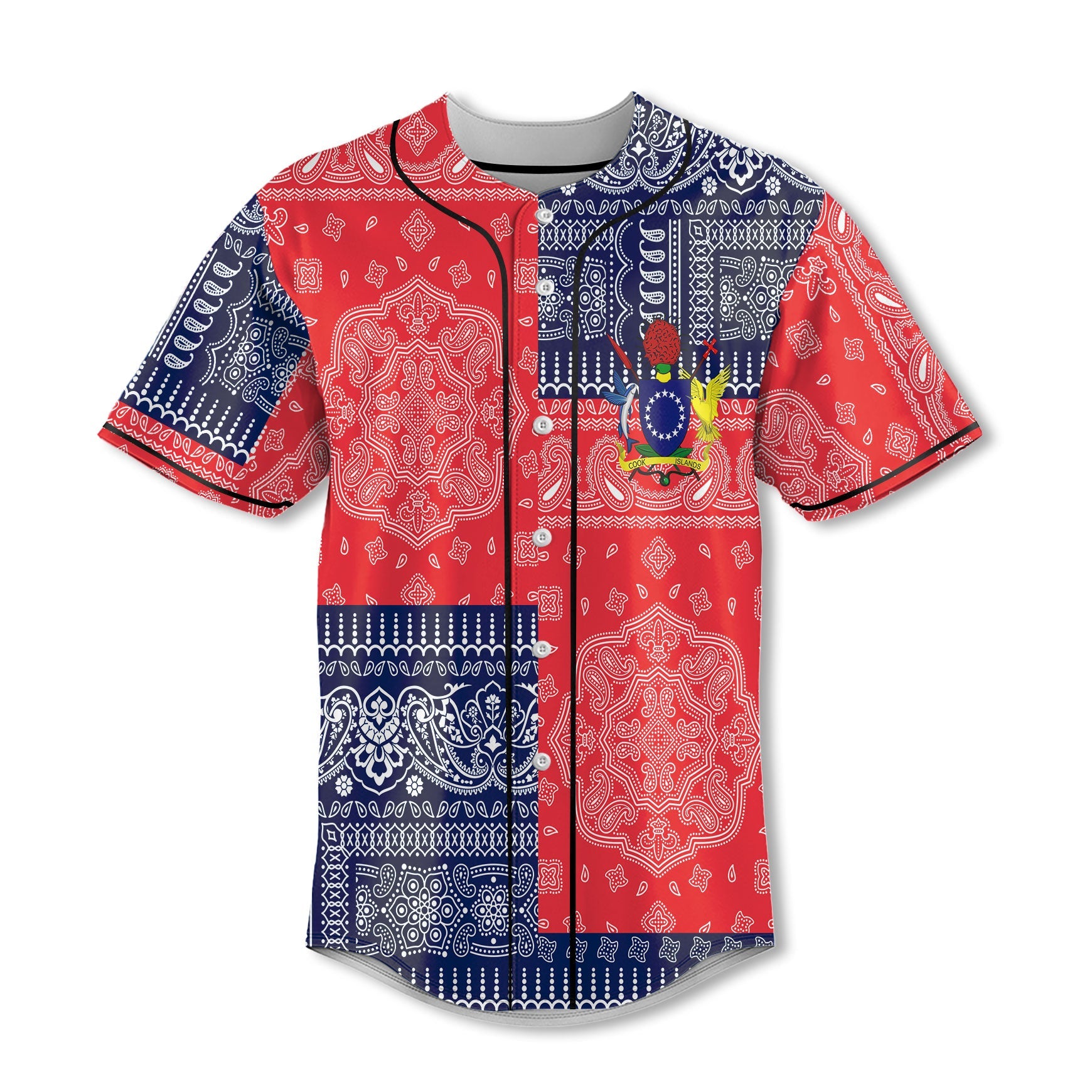 Cook Islands Baseball Jersey Flag And Paisley Basic Style 2