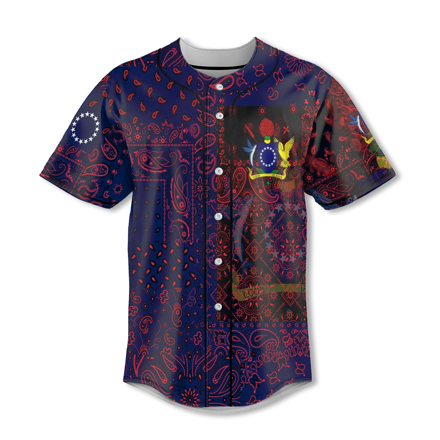 Cook Islands Baseball Jersey Paisley Flag And Skull Style 2