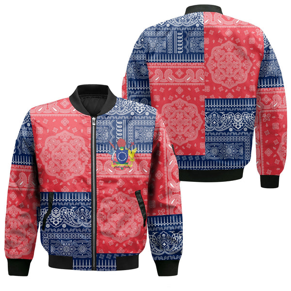 Cook Islands Bomber Jacket Flag And Paisley Basic Style 1