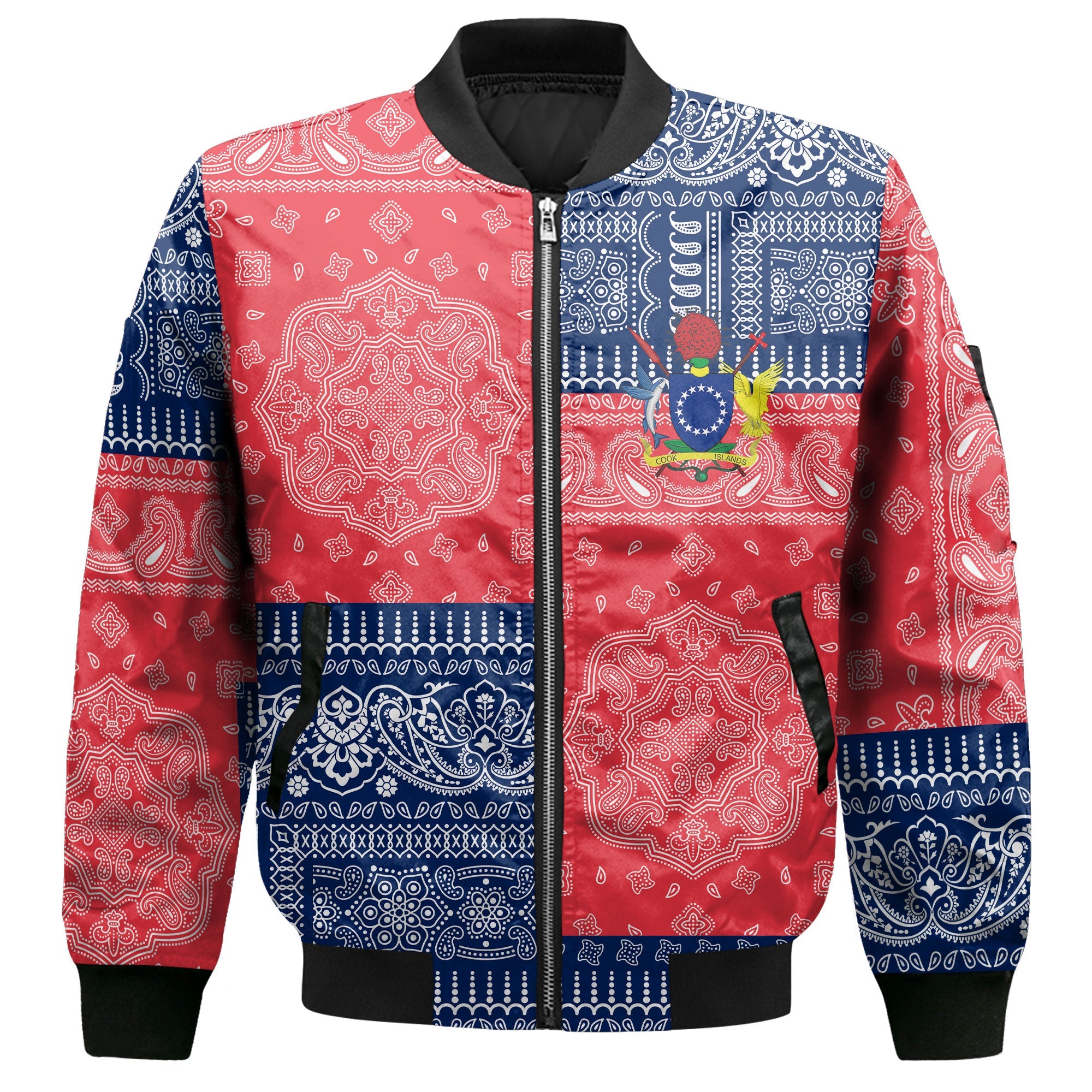 Cook Islands Bomber Jacket Flag And Paisley Basic Style 2