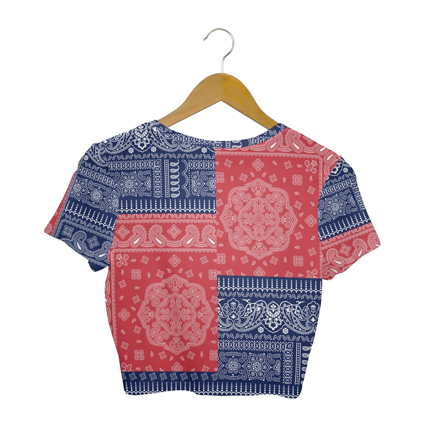 Cook Islands Croptop T Shirt Flag And Paisley Basic Style 2