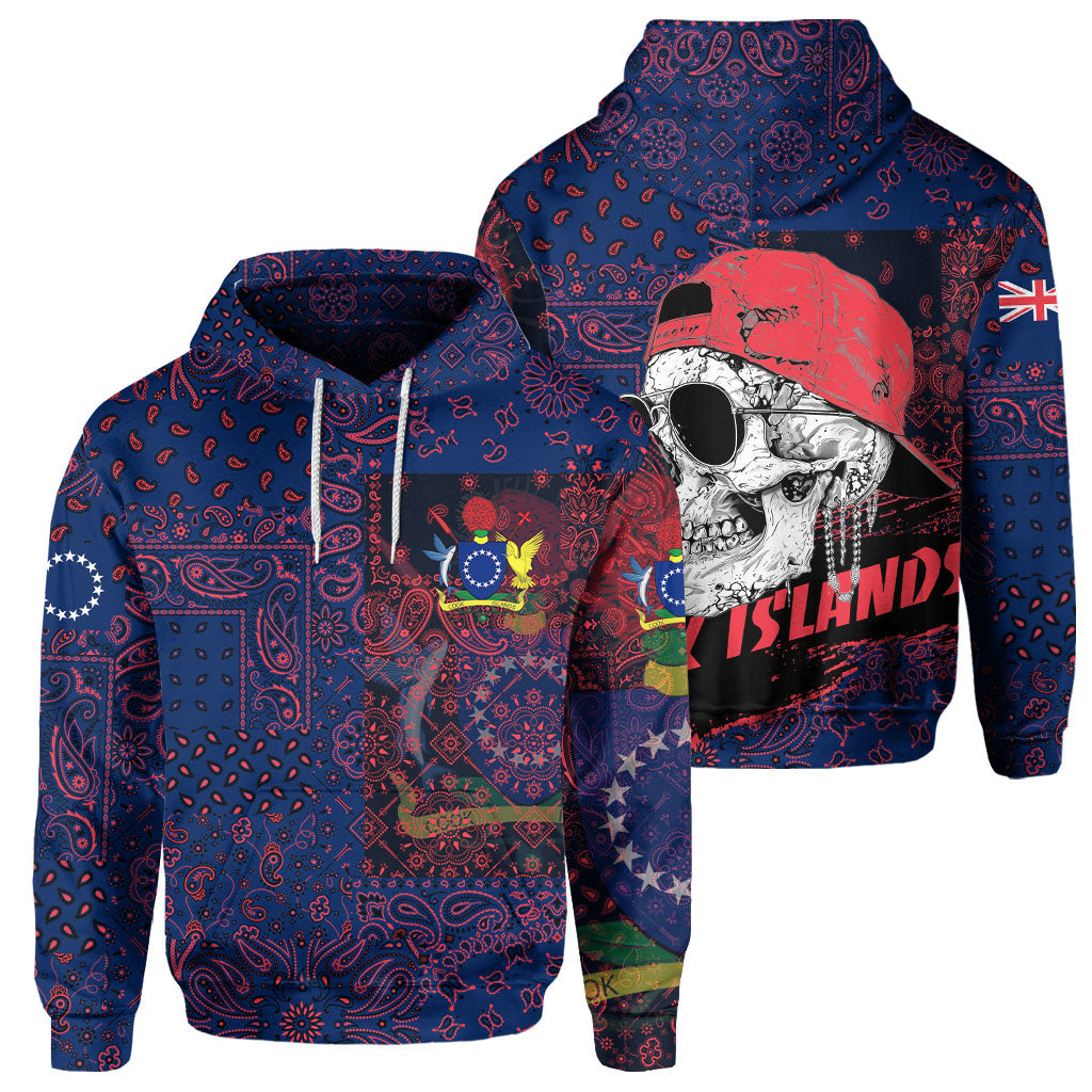 Cook Islands Hoodie Paisley Flag And Skull Style 1