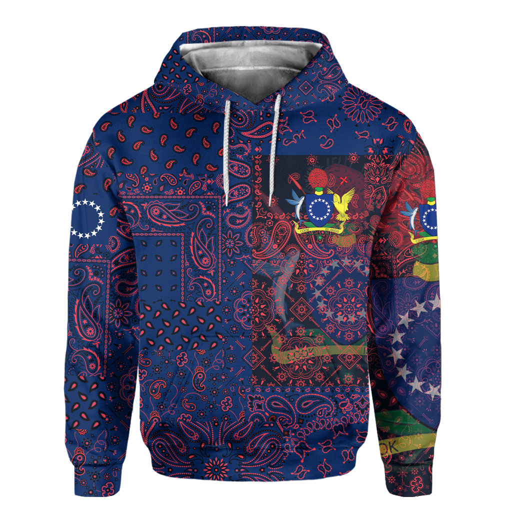 Cook Islands Hoodie Paisley Flag And Skull Style 2