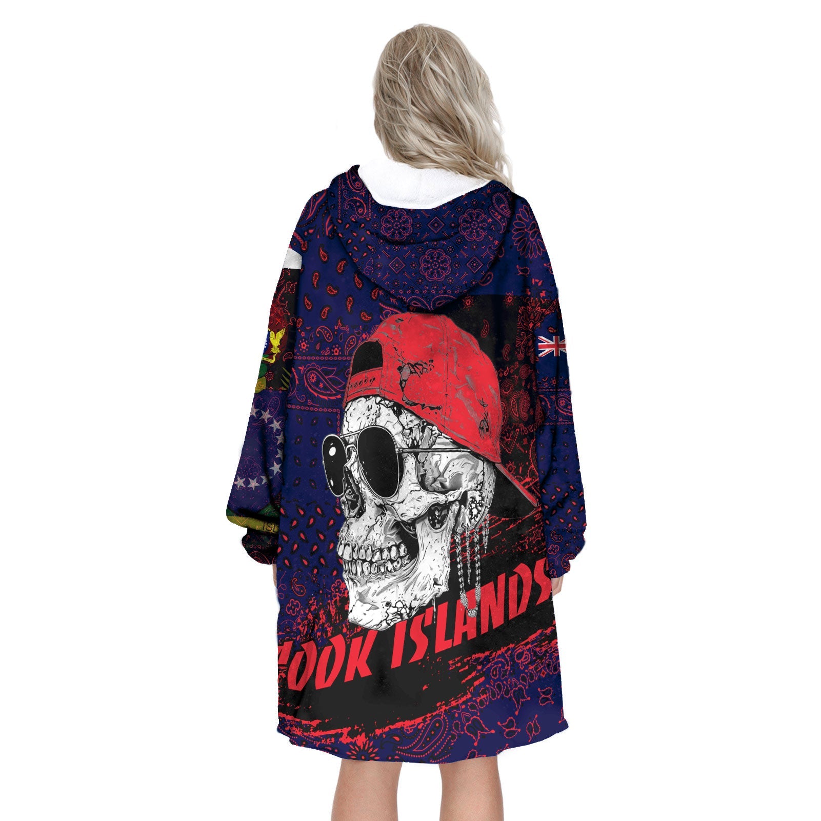 Cook Islands Hoodie Blanket Paisley Flag And Skull Style 3