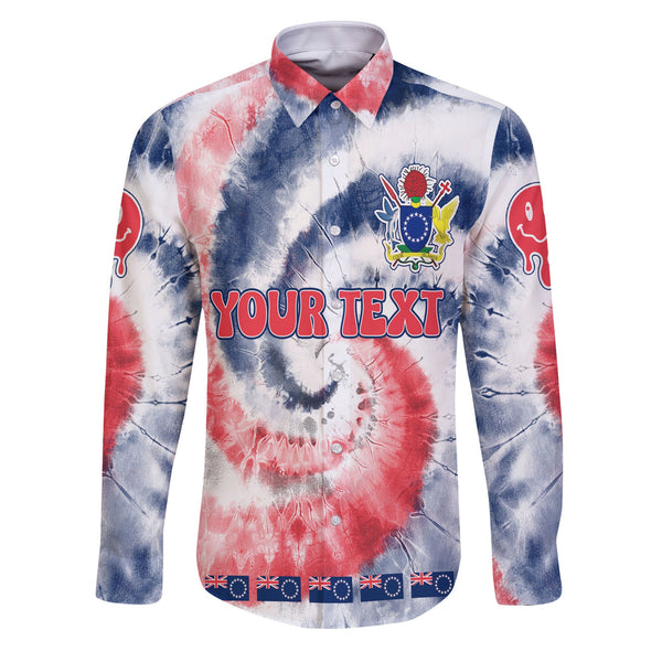 Cook Islands Long Sleeve Button Shirt Custom Tie Dye Style 1