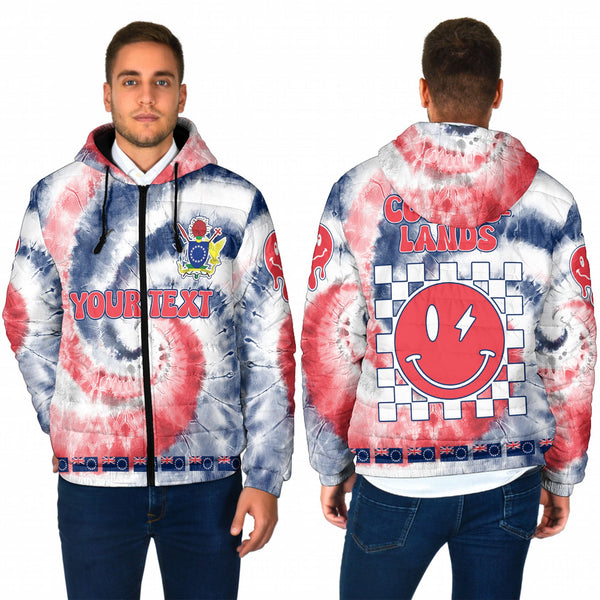 Cook Islands Men Hooded Padded Jacket Custom Tie Dye Style 1