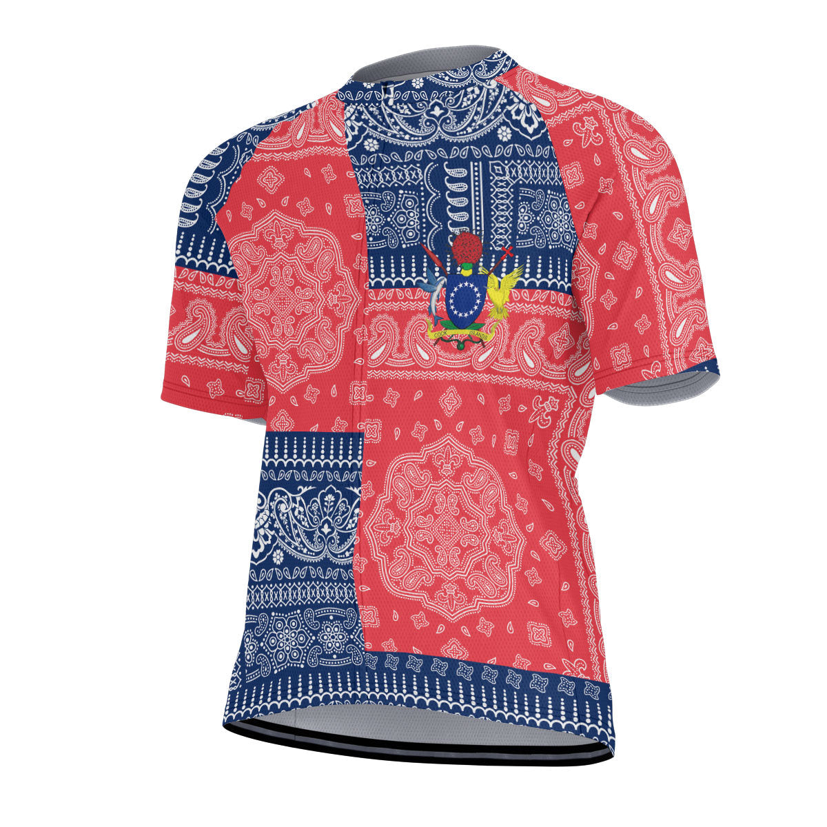 Cook Islands Men Cycling Jersey Flag And Paisley Basic Style 2