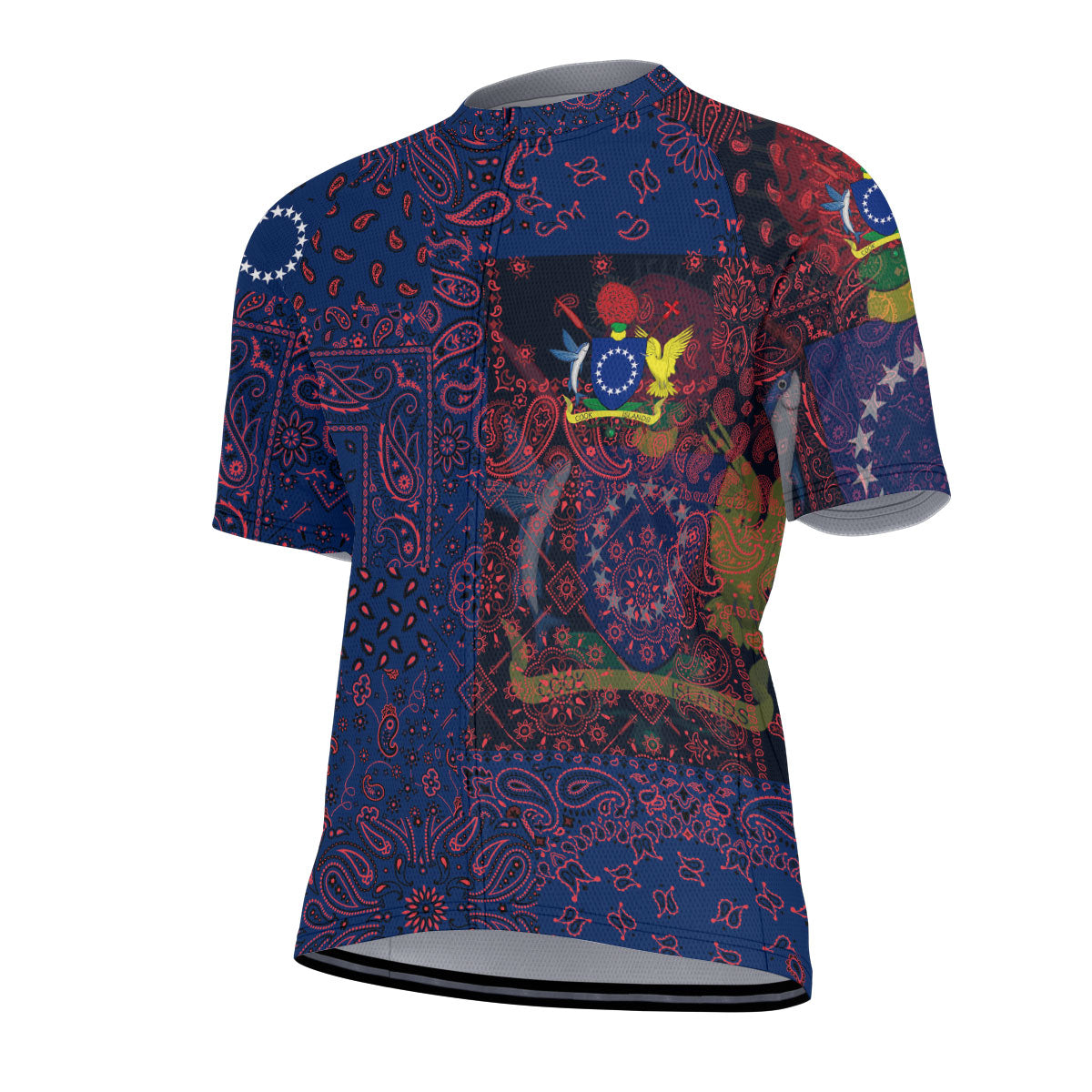 Cook Islands Men Cycling Jersey Paisley Flag And Skull Style 2