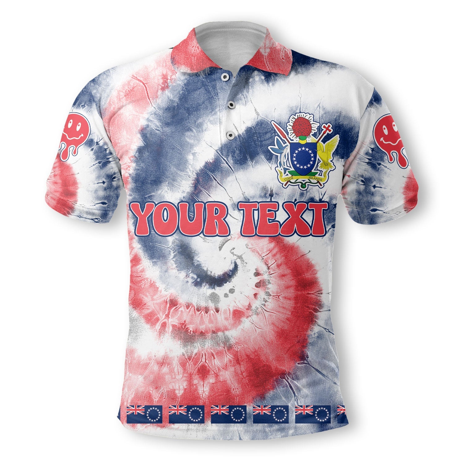 Cook Islands Polo Shirt Custom Tie Dye Style 2