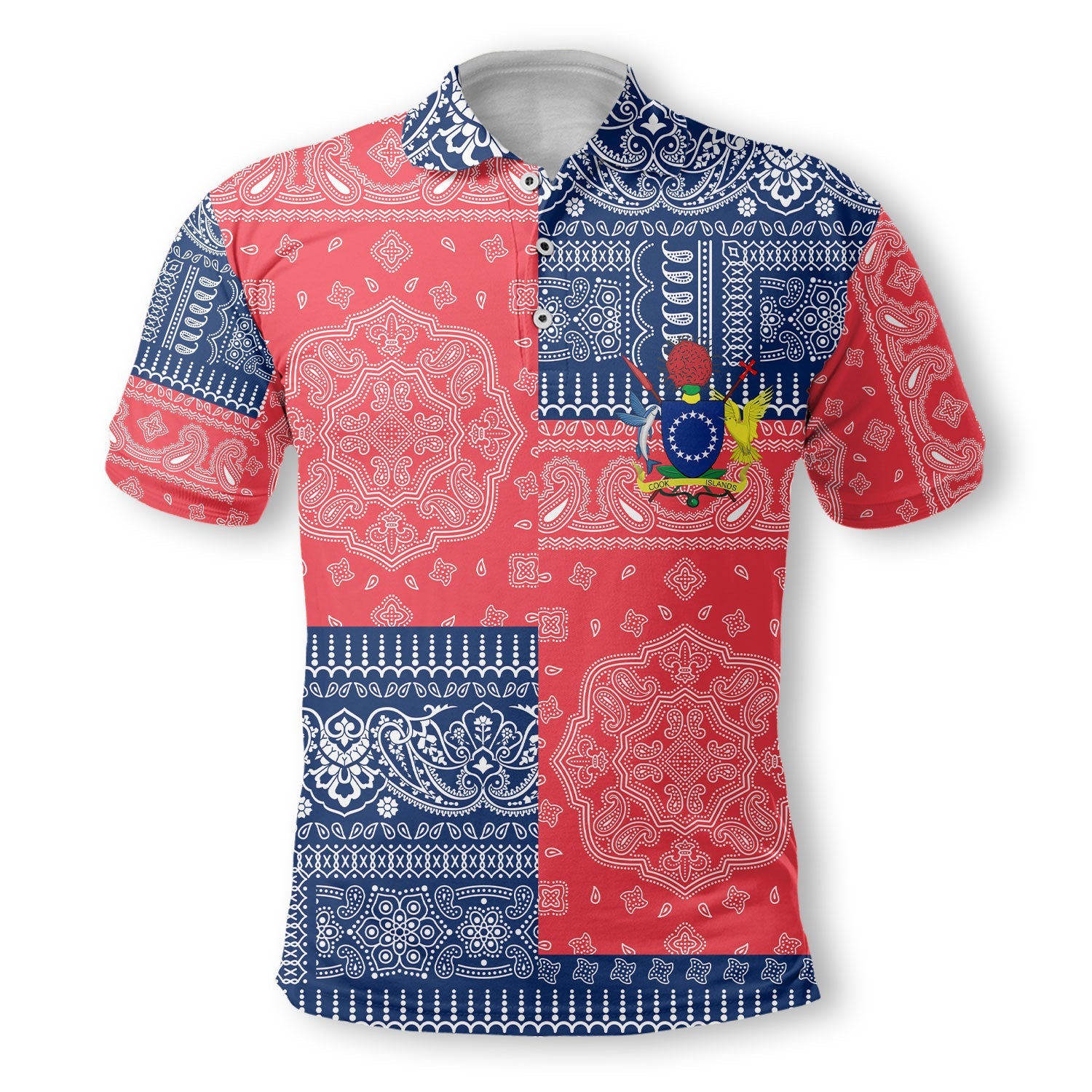 Cook Islands Polo Shirt Flag And Paisley Basic Style 2