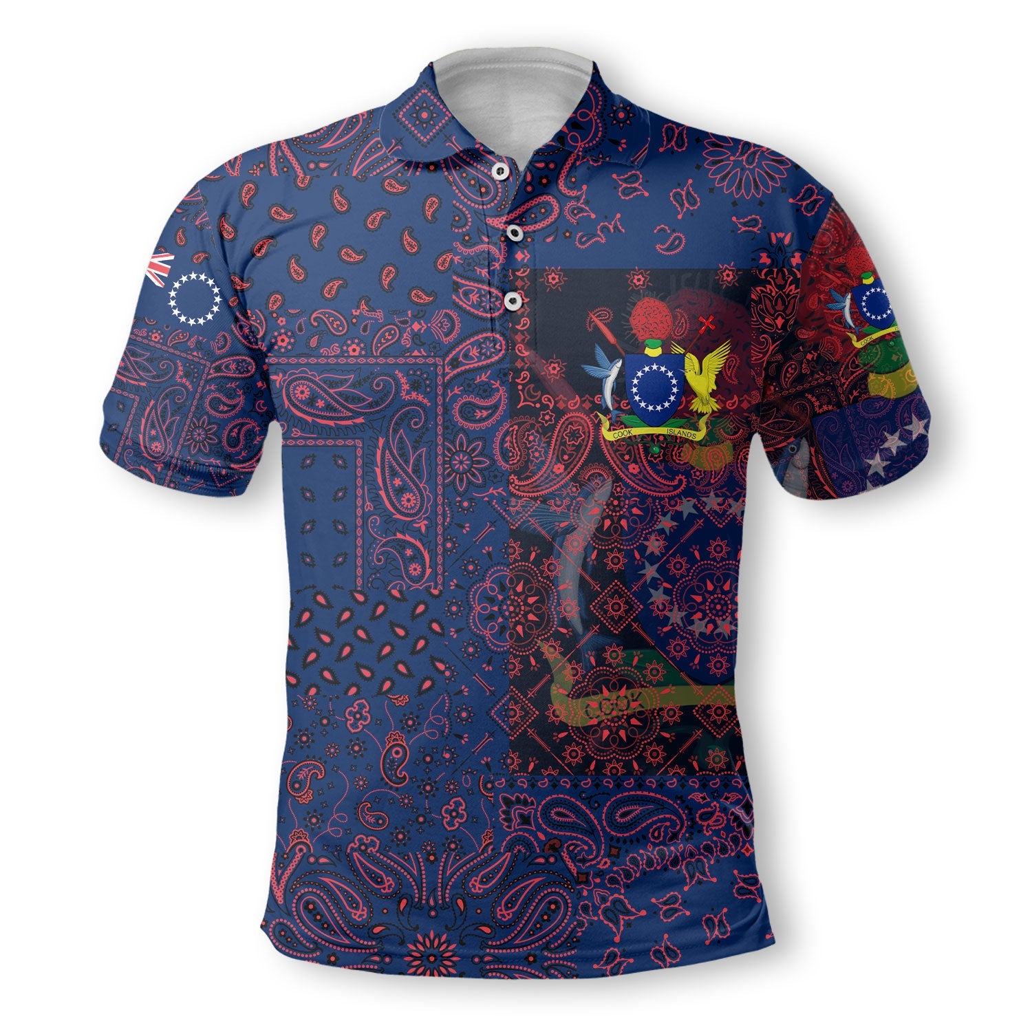 Cook Islands Polo Shirt Paisley Flag And Skull Style 2