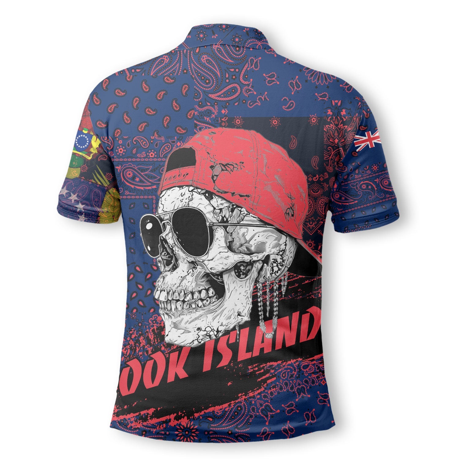 Cook Islands Polo Shirt Paisley Flag And Skull Style 3