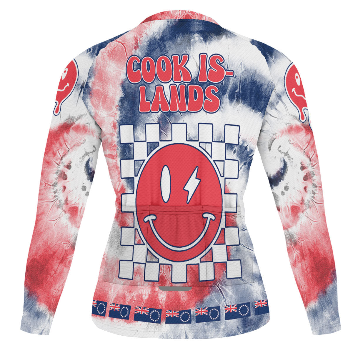 Cook Islands Raglan Men Cycling Jersey Long Sleeve Custom Tie Dye Style 1