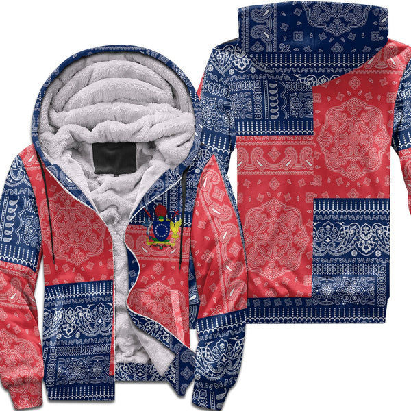 Cook Islands Sherpa Hoodie Flag And Paisley Basic Style 1