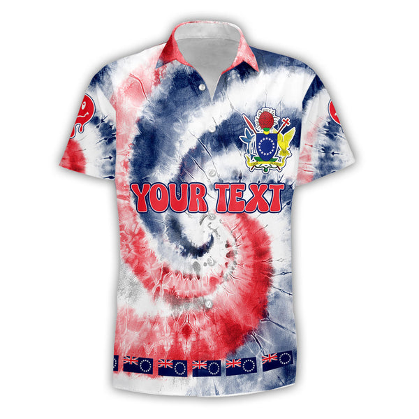 Cook Islands Short Sleeve Shirt Custom Tie Dye Style 1