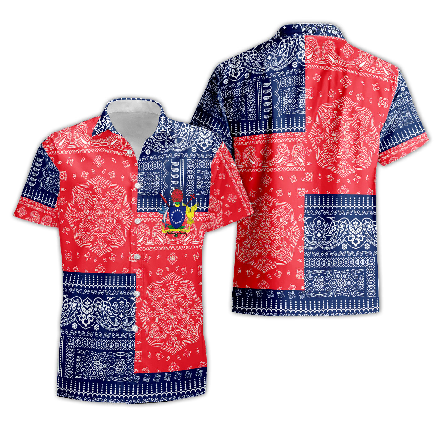 Cook Islands Short Sleeve Shirt Flag And Paisley Basic Style 1