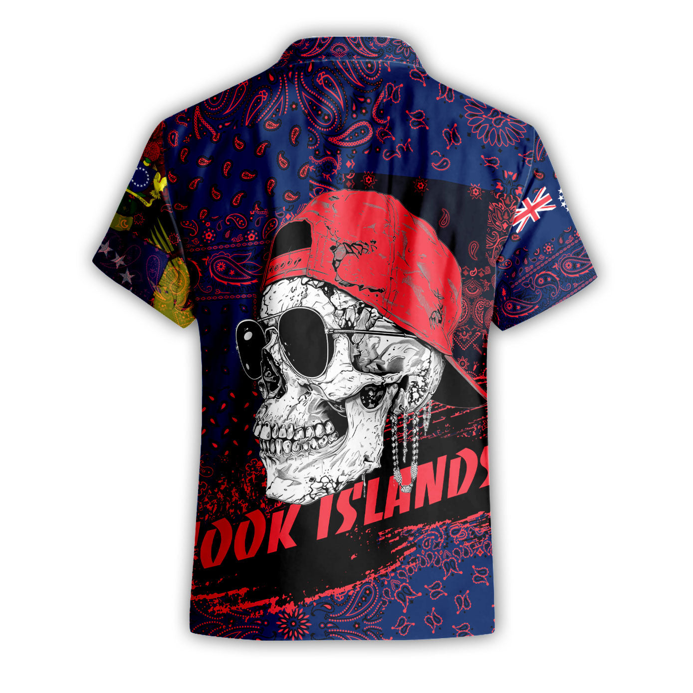 Cook Islands Short Sleeve Shirt Paisley Flag And Skull Style 3