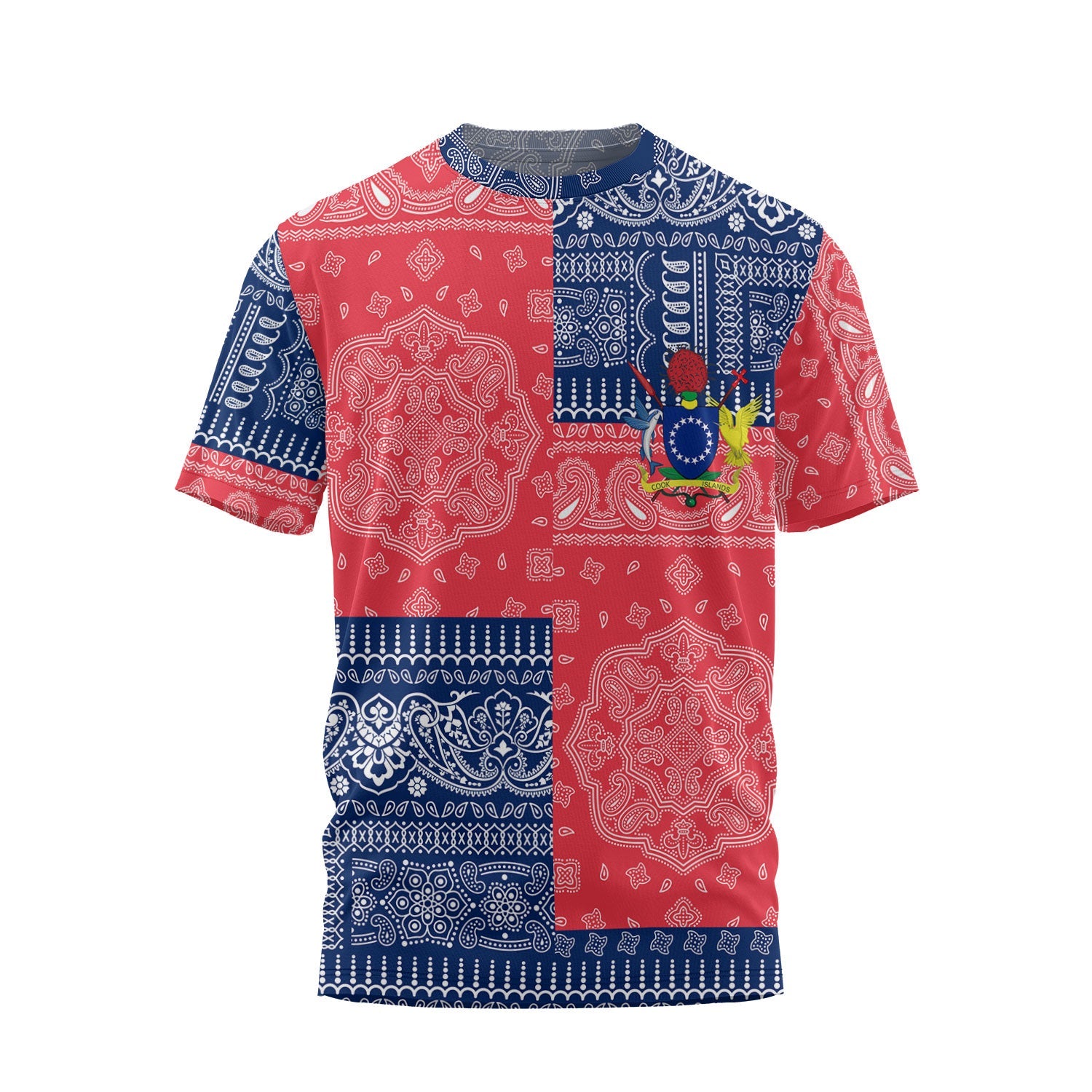 Cook Islands T Shirt Flag And Paisley Basic Style 4