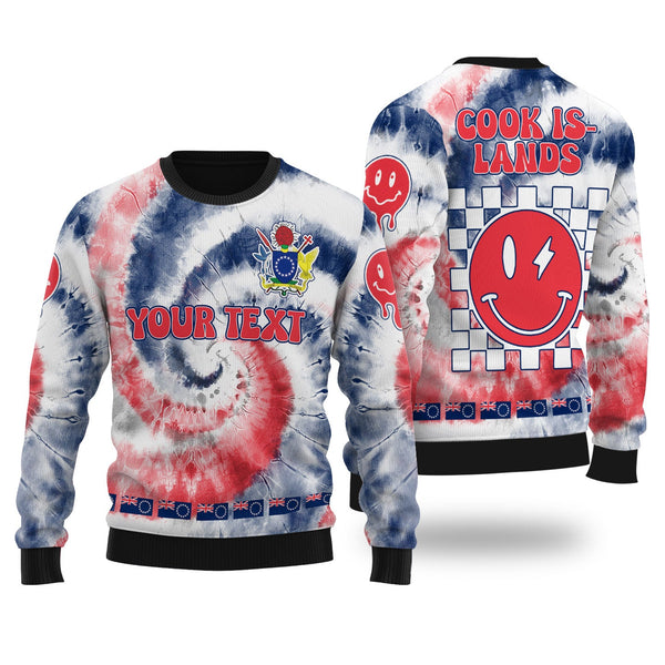 Cook Islands Ugly Sweater Custom Tie Dye Style 1