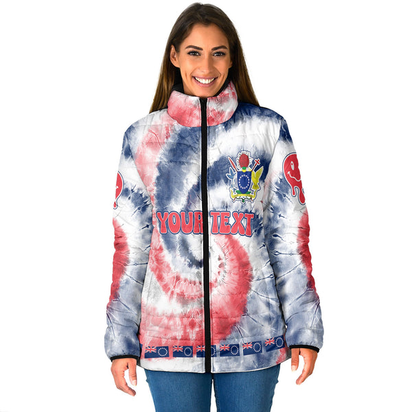 Cook Islands Women Padded Jacket Custom Tie Dye Style 1