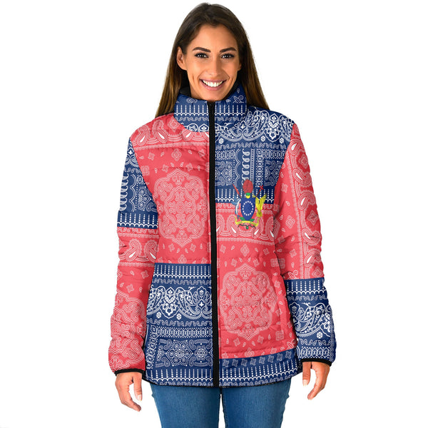 Cook Islands Women Padded Jacket Flag And Paisley Basic Style 1