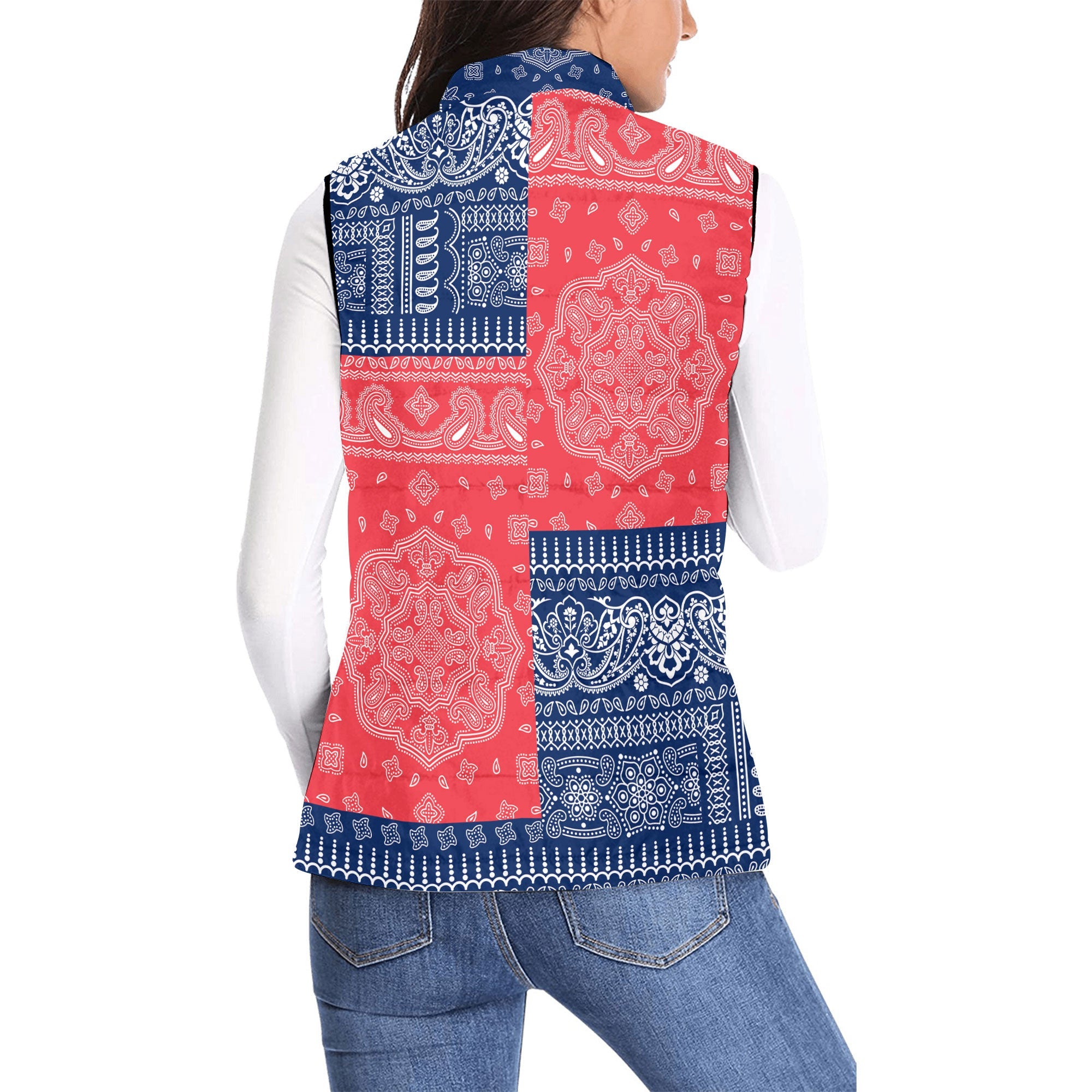 Cook Islands Women Padded Jacket Vest Flag And Paisley Basic Style 2