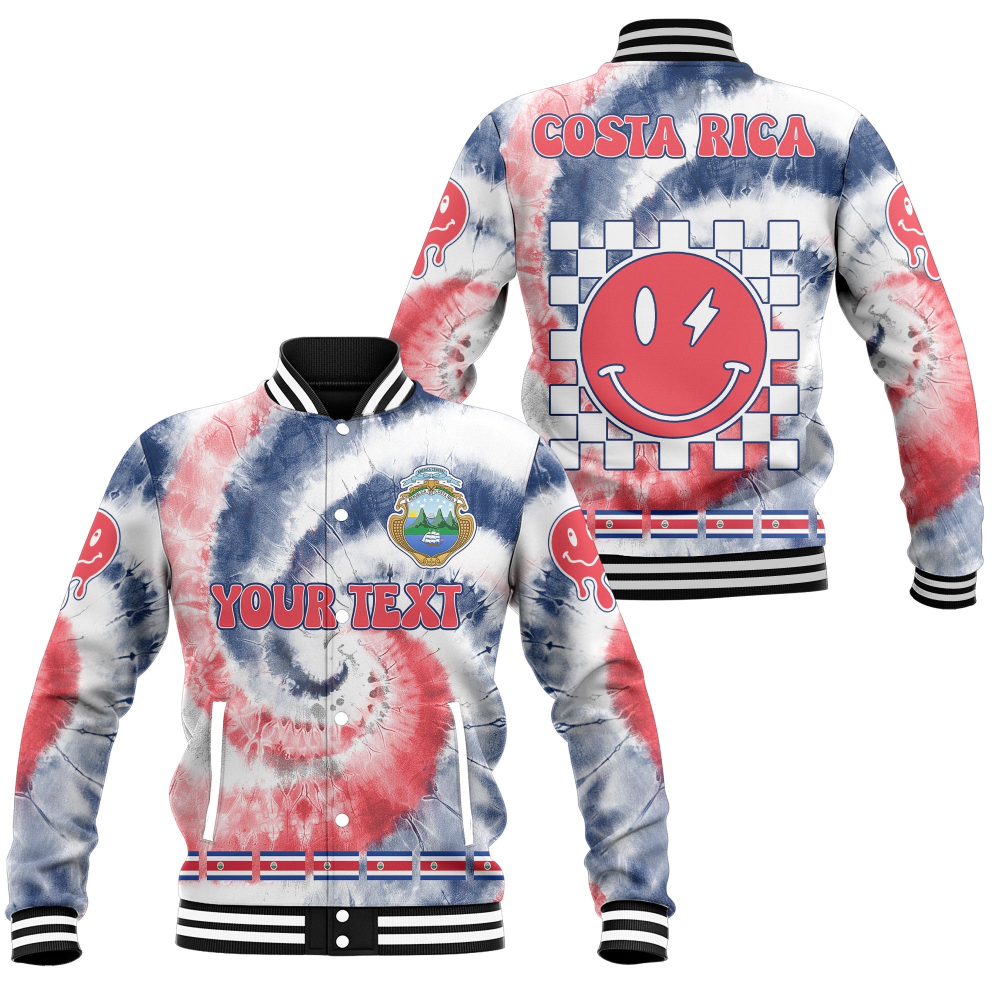 Costa Rica Baseball Jacket Custom Tie Dye Style 1