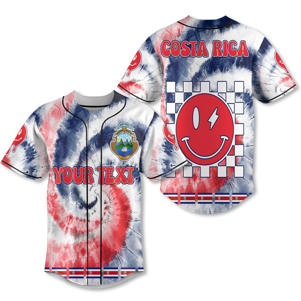 Costa Rica Baseball Jersey Custom Tie Dye Style 1