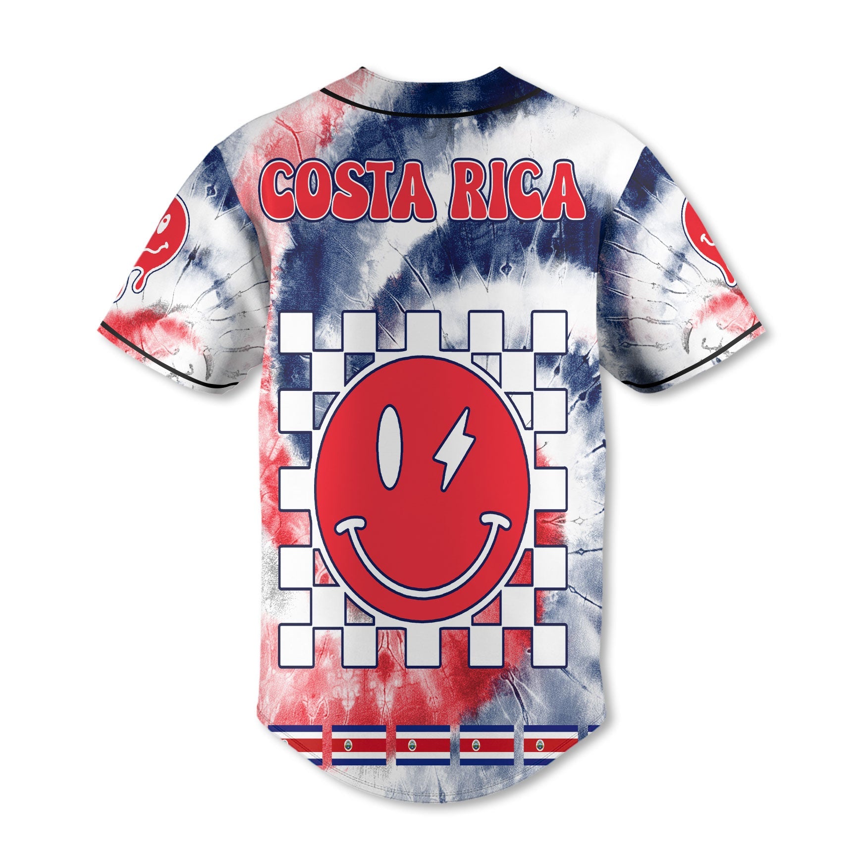 Costa Rica Baseball Jersey Custom Tie Dye Style 3