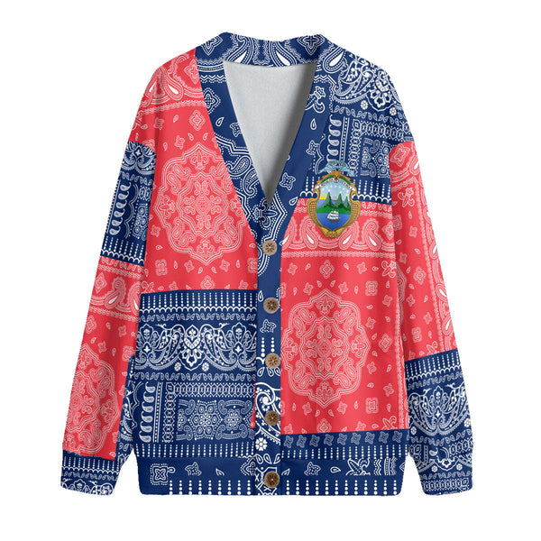 Costa Rica Fleece Cardigan Flag And Paisley Basic Style 1