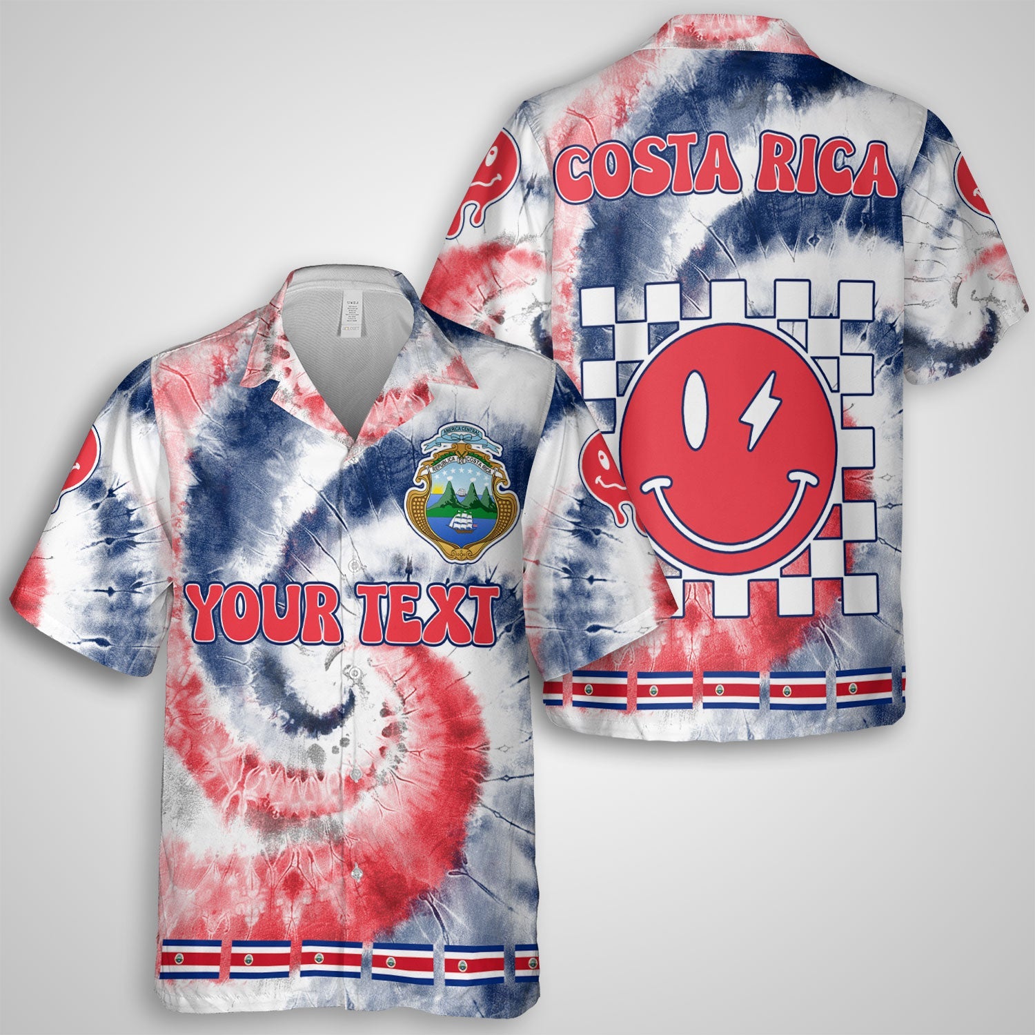 Costa Rica Hawaiian Shirt Custom Tie Dye Style 1