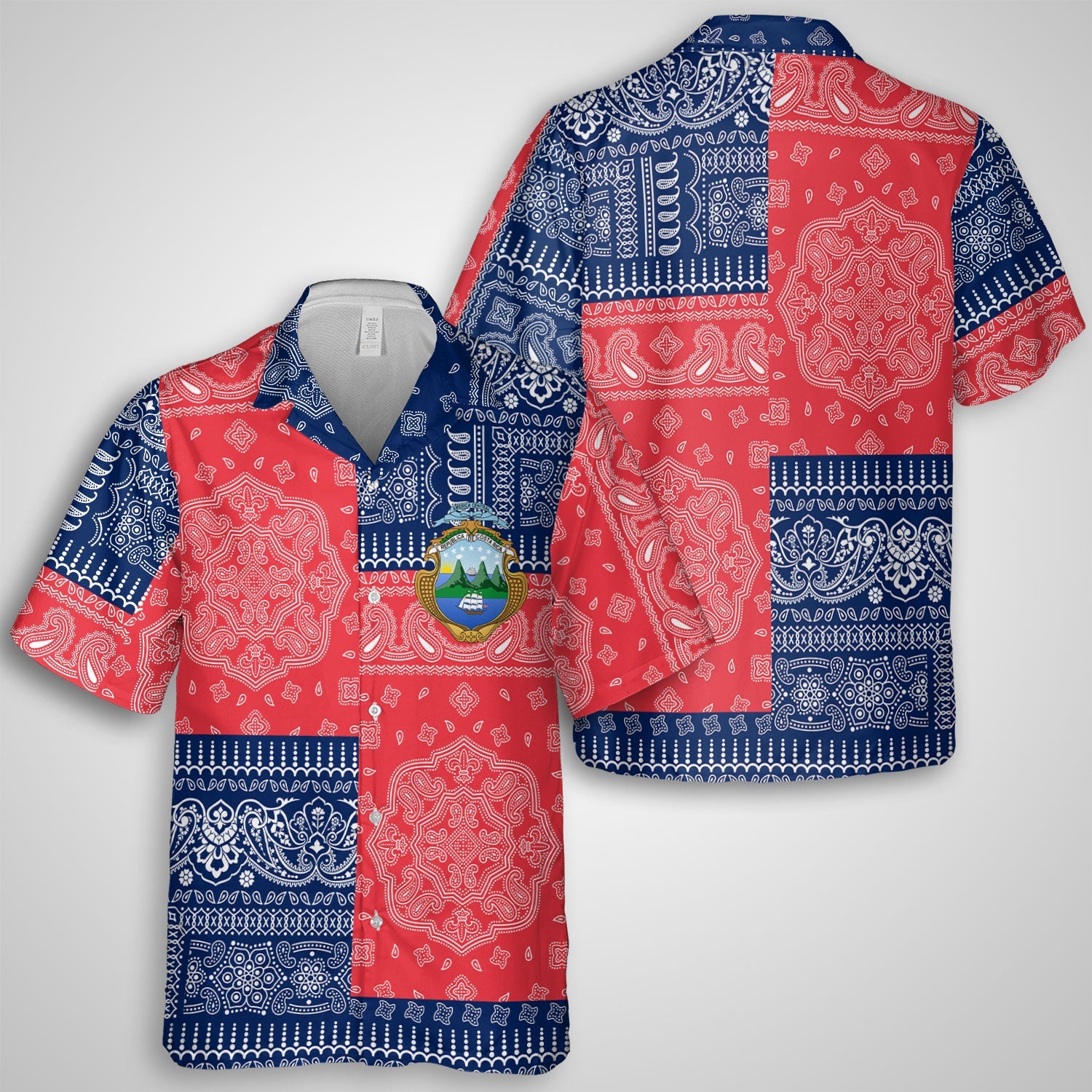 Costa Rica Hawaiian Shirt Flag And Paisley Basic Style 1