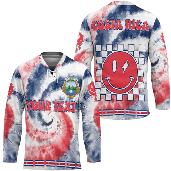 Costa Rica Hockey Jersey Custom Tie Dye Style 1