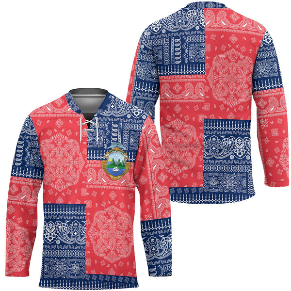 Costa Rica Hockey Jersey Flag And Paisley Basic Style 1