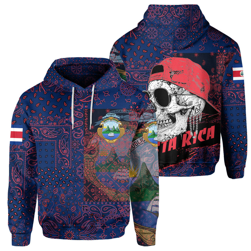 Costa Rica Hoodie Paisley Flag And Skull Style 1