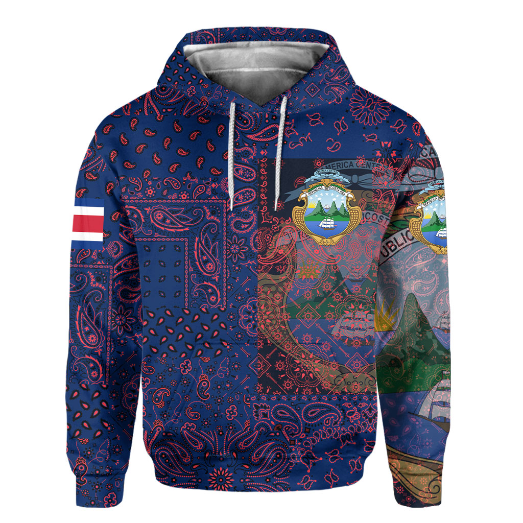 Costa Rica Hoodie Paisley Flag And Skull Style 2